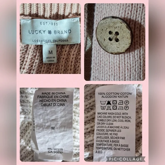 Lucky Brand - Ladies Ombre Dip Dye 100% Cotton Sweater - Buttoned Back M - Picture 11 of 11